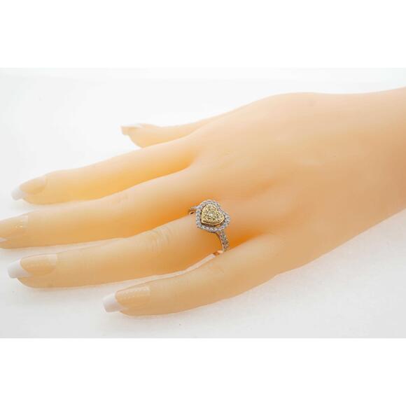 Estate Sale Diamond Heart Ring 10k White Gold 0.86 TCW Vintage Jewelry